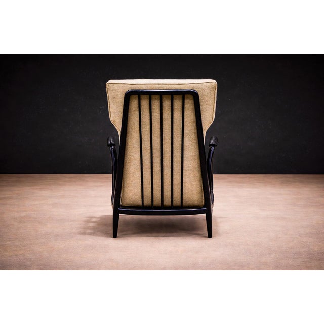1950s Armchair in Black Hardwood & Chenille, Giuseppe Scapinelli, 1950s - Lot 584 For Sale - Image 5 of 12