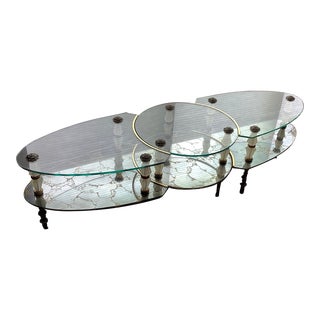 1950s Goran 3 Piece Hollywood Regency Coffee Table For Sale