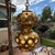Nardini Studios Nardi Studios Mid Century Double Gourd Pierced Gilt Ceramic Swag Hanging Lamp For Sale - Image 4 of 4