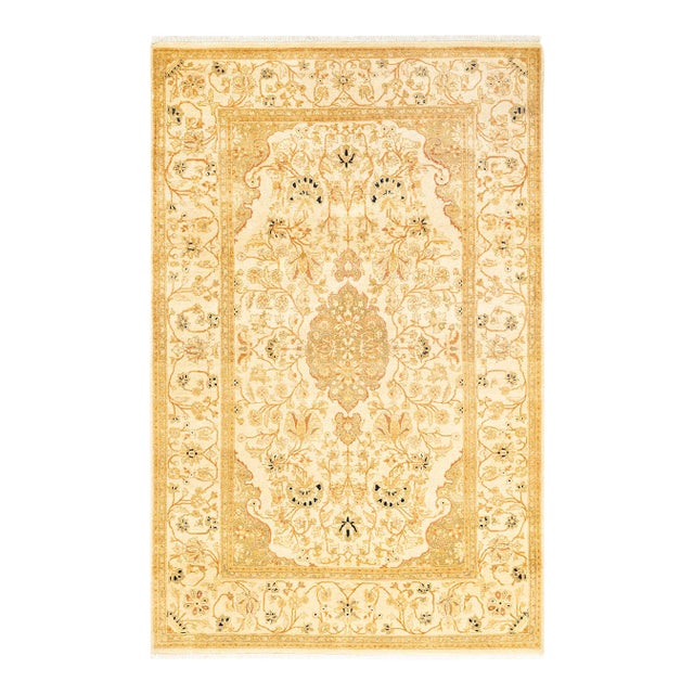 Mogul, One-of-a-Kind Hand-Knotted Area Rug - Ivory, 4' 1" x 6' 5" For Sale