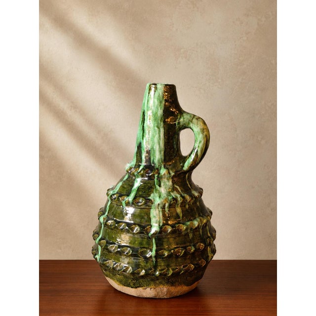 Large French Green-Glazed Terracotta Cruche, 1890s For Sale - Image 6 of 6