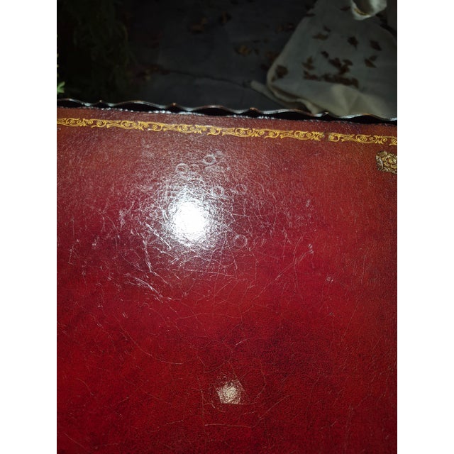 Wood Vintage Mid-Century Regency Mahogany Leather-Top Two-Tier Side Table For Sale - Image 7 of 12