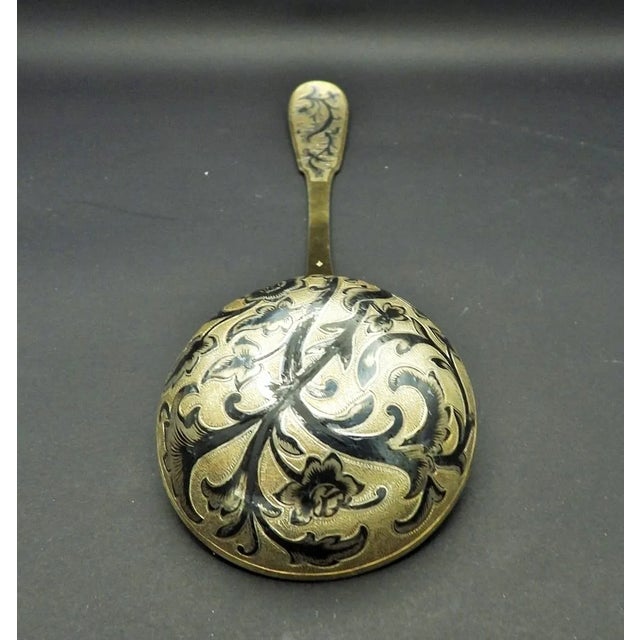 Antique Pierre Queille 950 Sterling Silver Gilt Nielle Ladle Punch Soup 1834 For Sale In Monterey, CA - Image 6 of 12