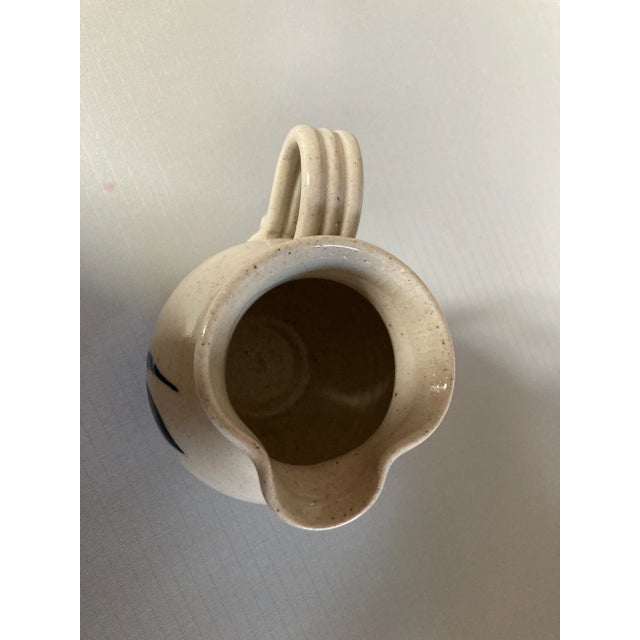 Vintage Blue & Gray Stone Ware Signed Eligible Pitcher For Sale - Image 4 of 6