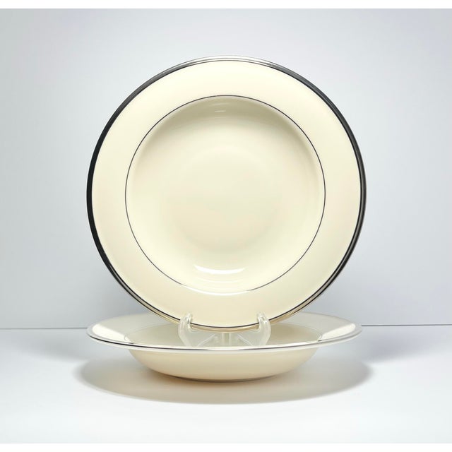 Lenox “Solitaire” Pair of Bone China Rim Soup or Pasta Bowls 9 1/8” Excellent condition. No chips, cracks, or fleabites....