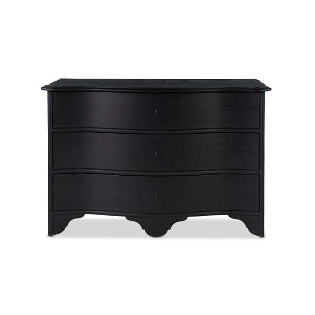 The Swedish ebonized serpentine three-drawer chest represents a fusion of traditional Swedish craftsmanship with...