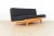 - Sofa bed from Aermo - Wood construction - Cover fabric is black with yellow pattern - When extended into a bed the...