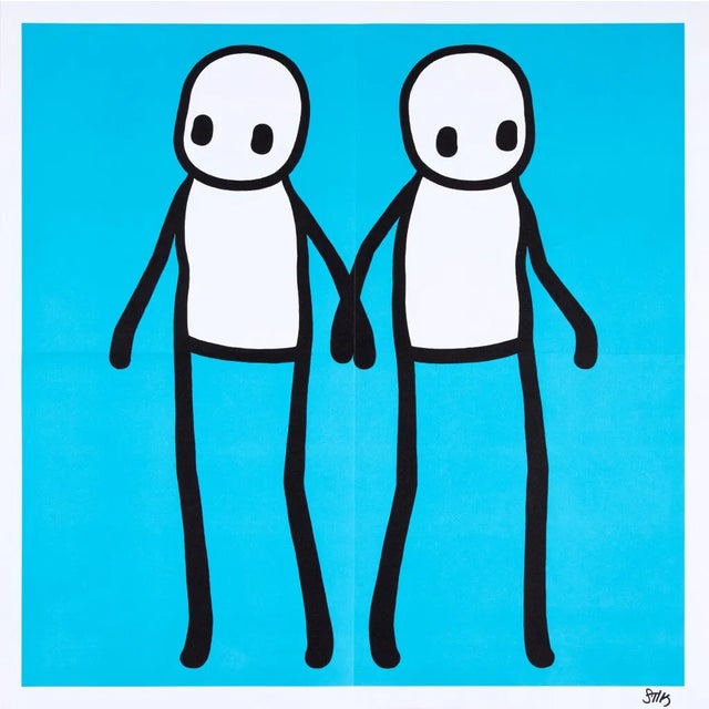 STIK, Full Set of Holding Hands Signed Prints, 2020 5 x Lithographic print in colour (Red, Yellow, Orange, Blue & Teal)...