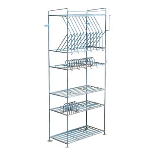 Late 20th Century Vintage Blue Painted Purpose Built Store Rack / Shelving For Sale