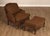 High Quality American Made Carved Frame Bergere Lounge Chair with Matching Ottoman