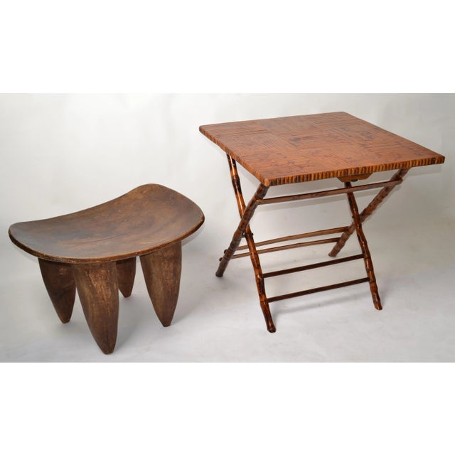 Organic Handmade African Tribal Art Folk Art Hand Carved Wood Stool For Sale In Miami - Image 6 of 12