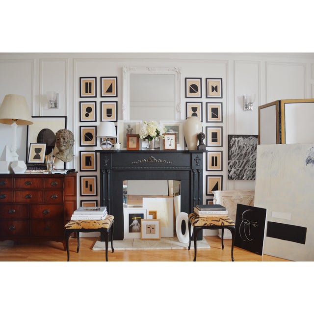 Abstract Josh Young Design House Noir Géométrique Collection Paintings, 12 Pieces For Sale - Image 3 of 5