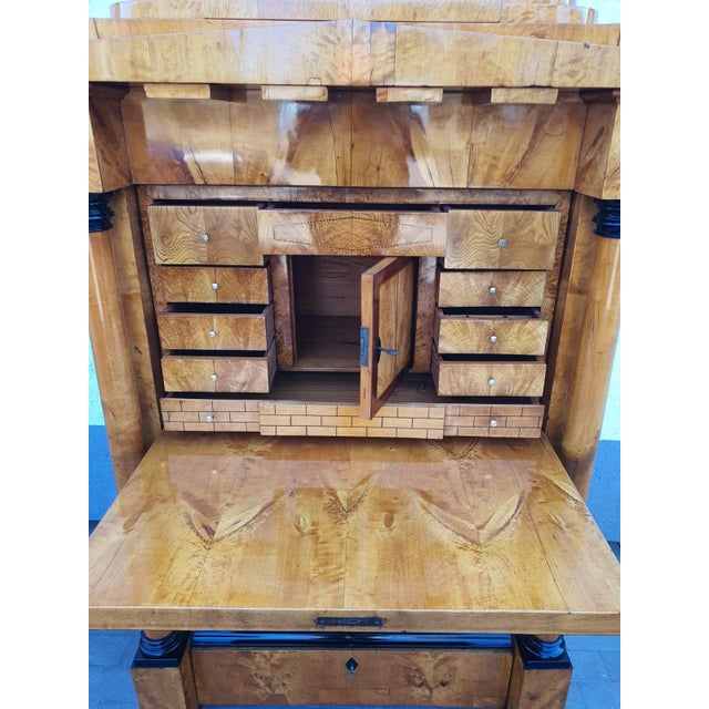 Biedermeier Secretaire Desk in Cherrywood, 1830 For Sale - Image 3 of 16