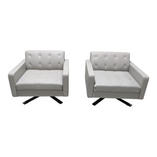 Pair of Poltrona Frau, Kennedee Swivel Armchairs For Sale