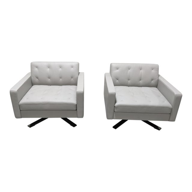 Pair of Poltrona Frau, Kennedee Swivel Armchairs For Sale