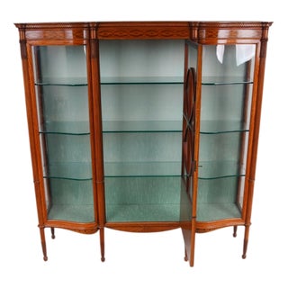Victorian Satinwood Inlaid Display Cabinet, 1880s For Sale