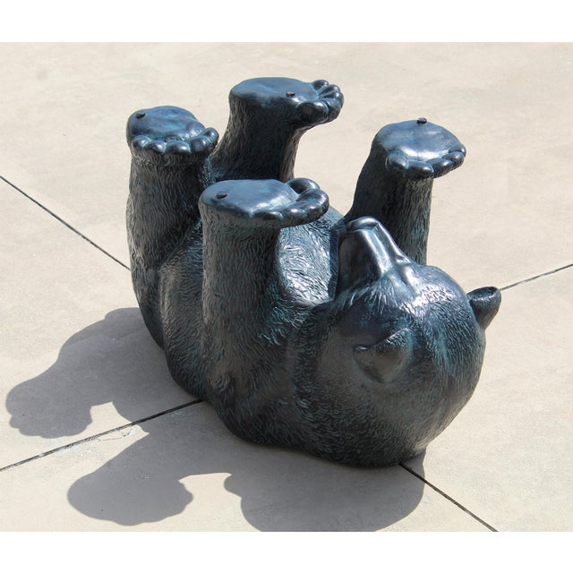 Vintage Rustic Black Bear Glass Coffee Table – Sculptural Wildlife Cocktail Table, Circa 1970s For Sale - Image 13 of 16