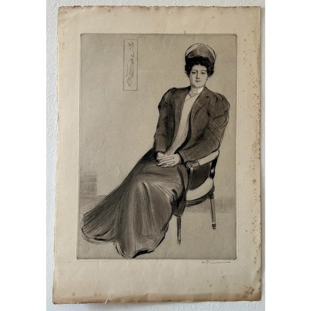 American Rare C. 1920 Antique Etching: "Rachel" by Henry Brewerton Quinan (1876–1948) Alaska Artist For Sale - Image 3 of 8