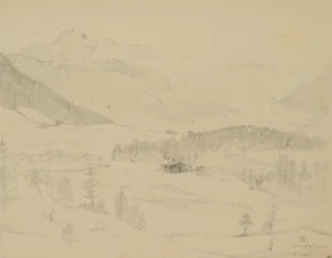 H. Christiansen, Leogang Valley Near Salzburg, 1920, Pencil