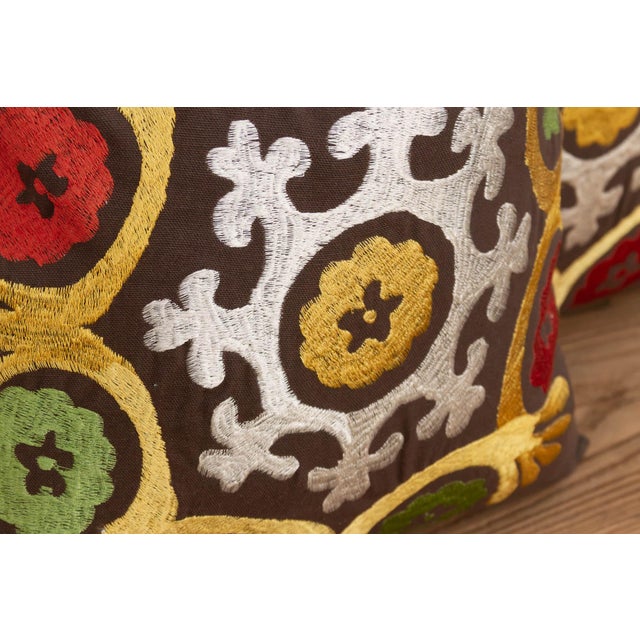 Radiating Floral Suzani Pillow Covers, Pair For Sale - Image 4 of 7