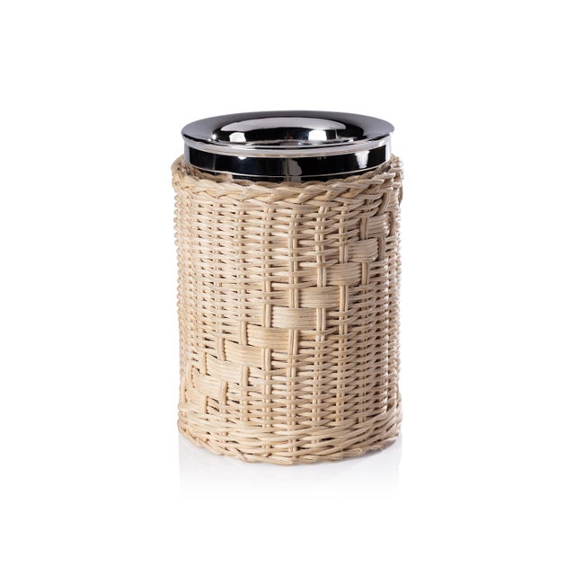 Contemporary The Palmier Wicker Steel Wine Cooler For Sale - Image 3 of 3