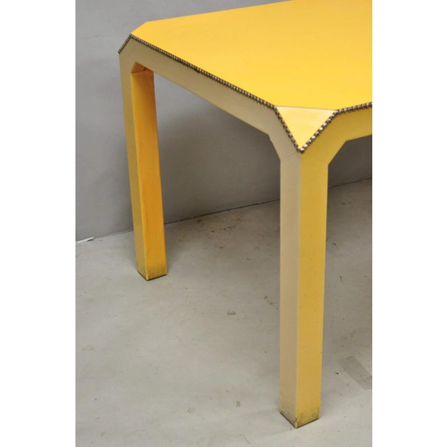 Vintage Hollywood Regency Orange Vinyl Laminate Parsons Style Dining Table Desk For Sale - Image 14 of 18