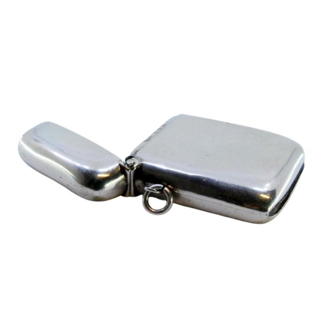 Plain Silver Matchbox with Hanging Ring and Curved Shape For Sale - Image 9 of 9
