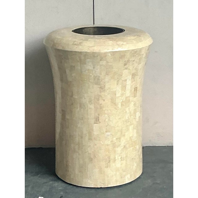 Cream Vintage Boho Maitland Smith Tessellated Stone Planter For Sale - Image 8 of 8