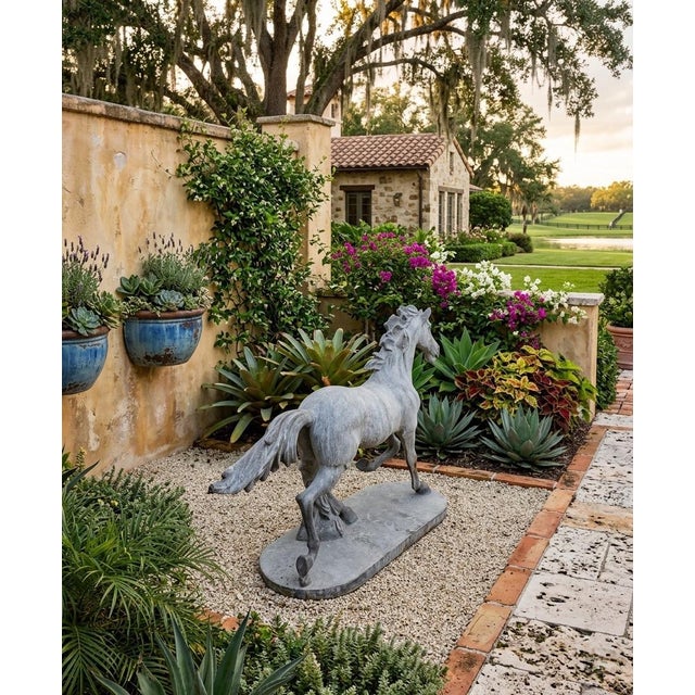 Mid-Century Vintage Cast Iron Garden Horse Statue For Sale - Image 9 of 12