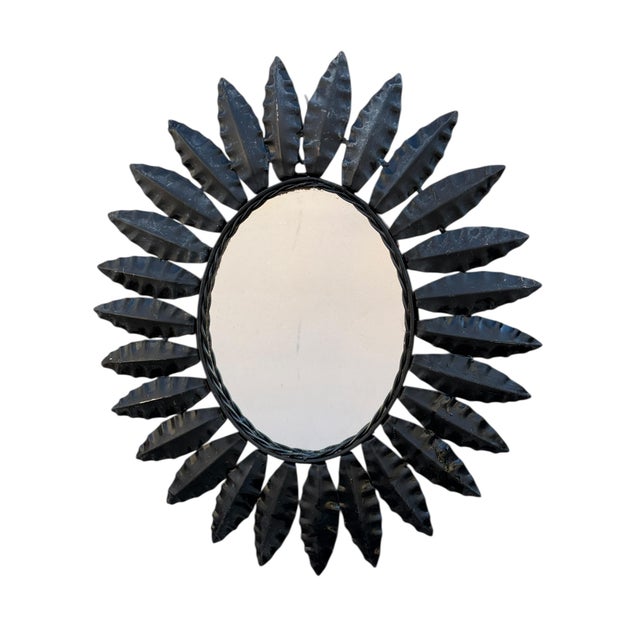 Vintage Sunburst Mirror in Wrought Iron, 1960s For Sale - Image 3 of 5