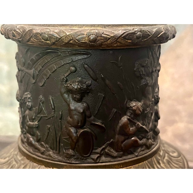 19th Century 19th Century Bronze Gagneau d'Enghien 25, Paris Oil Lamps - a Pair Converted to Electricity For Sale - Image 5 of 18
