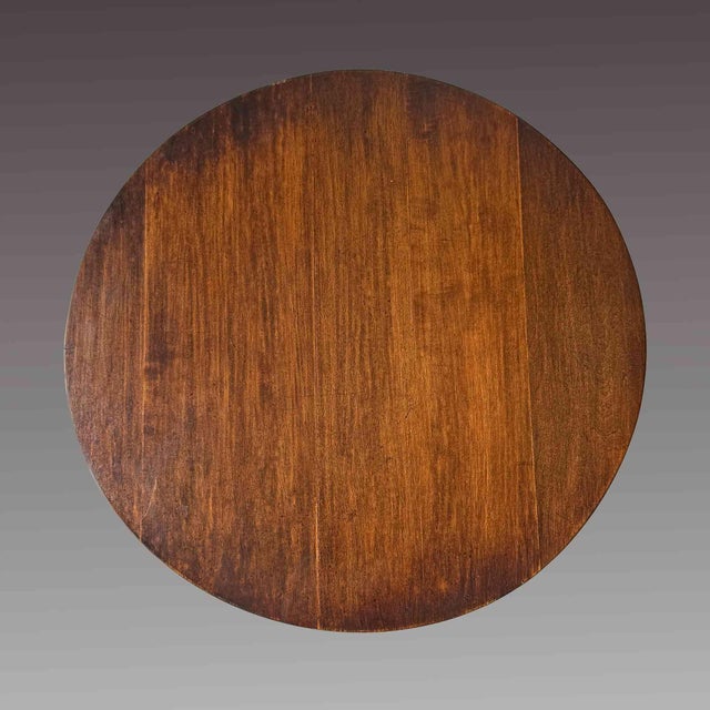 Vintage round side table. Round top on tapered base Circa:1980's. “Shaker style, artisan studio built. Hardwood, stained,...