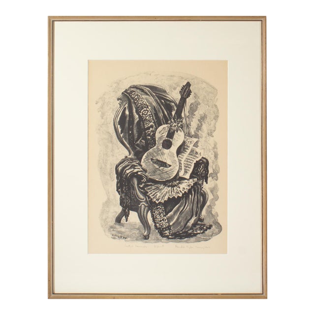 1947 “Seated Serenade” Still Life Lithograph by Prentiss Taylor For Sale