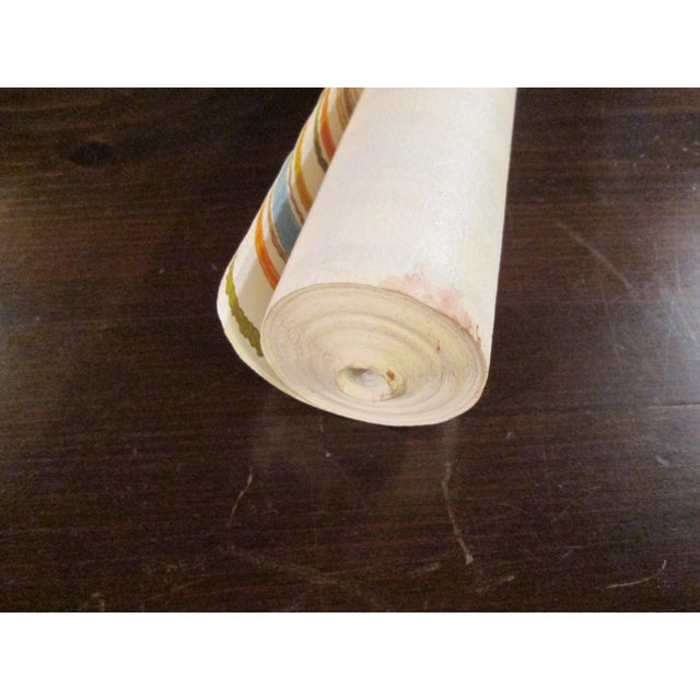 Eggshell United DeSoto Vintage 1970s Striped Motif Wallcovering For Sale - Image 8 of 11
