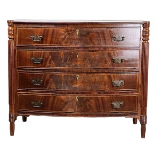 Antique Sheraton Mahogany Bowfront Chest C. Early 19th Century For Sale