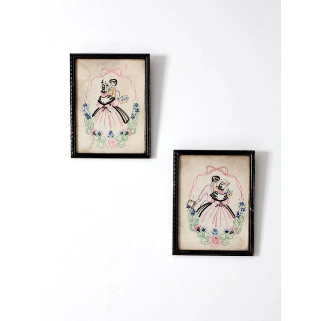 Vintage Framed Embroidered Textile Wall Art For Sale - Image 9 of 9