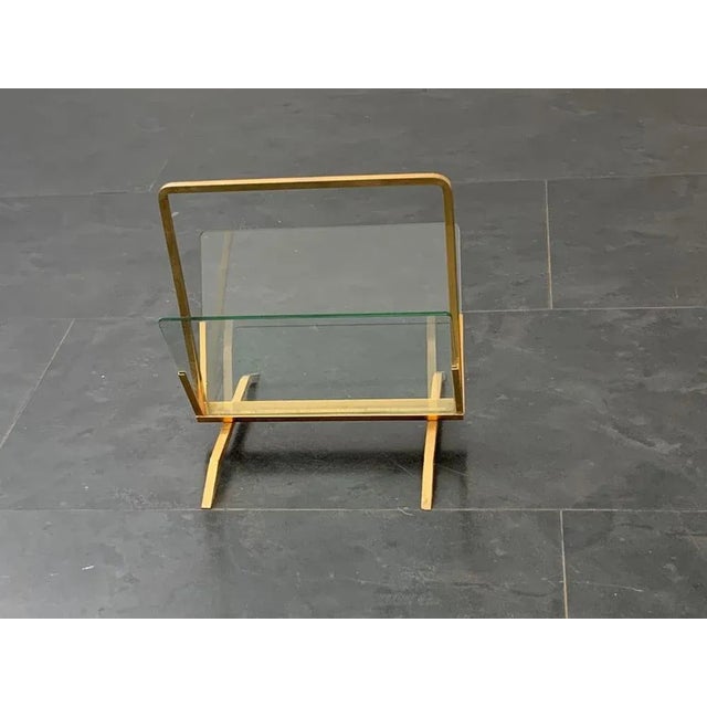 Metal Brass and Glass Magazine Rack, Italy, 1960s For Sale - Image 7 of 9