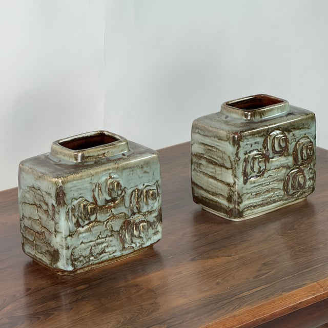 Mid-Century Modern 1970s Pair of Small Glazed Ceramic Vases by Désirée Stentøj For Sale - Image 3 of 8