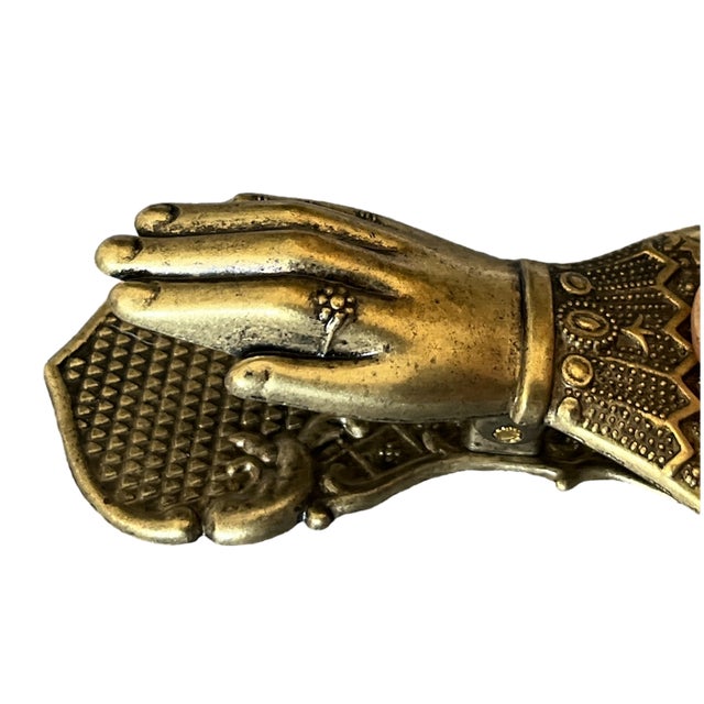 Victorian Vintage Bronze Brass Victorian Lady's Hand Metal Note Clip Bookmark For Sale - Image 3 of 7