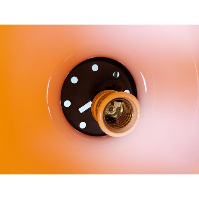 Orange & White Incamiciato Murano Glass Pendant Lamp attributed to Vistosi, 1960s For Sale - Image 6 of 14