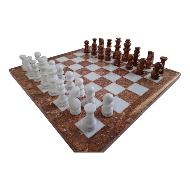 Mid-Century Modern German Marble Stone Chess Set, 1970s For Sale