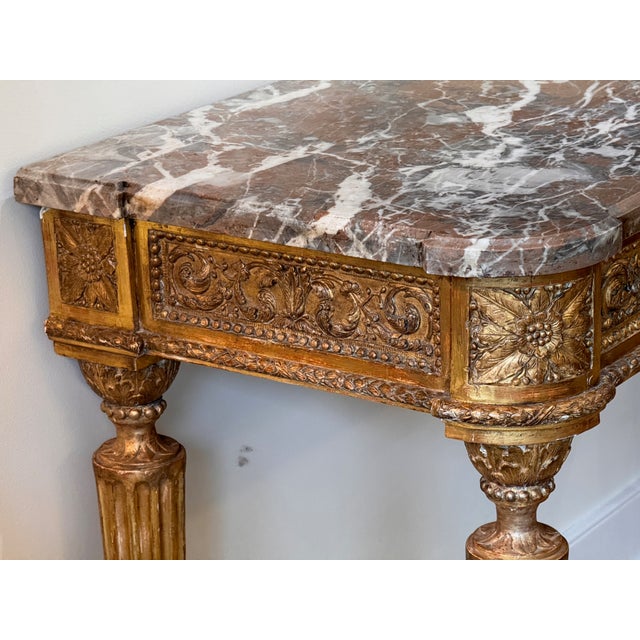 Late 18th Century French Carved Giltwood Marble Top Console Table For Sale - Image 12 of 13