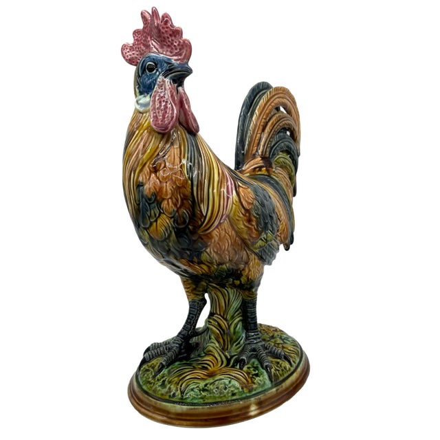 Victorian German Majolica Figural Rooster by Riedel Von Riedelstein, Dallwitz, Ca. 1885 For Sale - Image 3 of 13