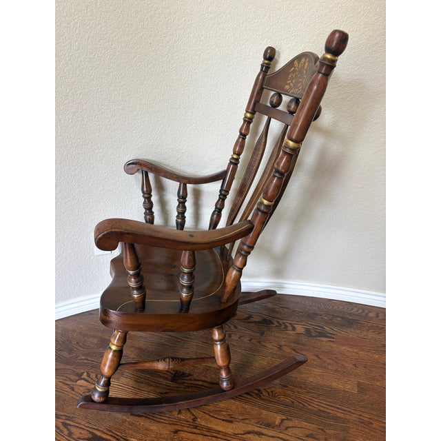 1970 Virginia House Gold Stenciled Colonial Rocking Chair For Sale - Image 11 of 12