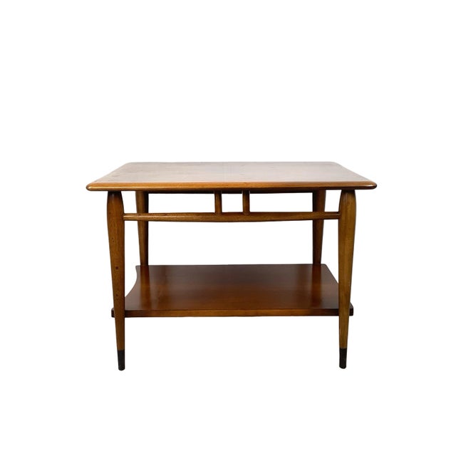Vintage Lane Acclaim Two-Tier End Table by Andre Bus | Walnut & Oak Dovetail Inlay For Sale - Image 11 of 18