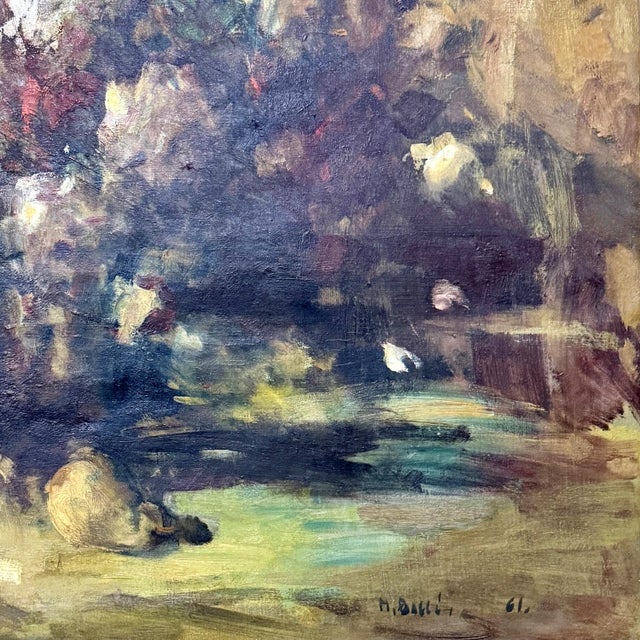 Olive Framed Oil Painting on Canvas by Martin Bollé (1912–1968) 'Still Life With Bouquet of Roses' Dated 1961 For Sale - Image 8 of 8