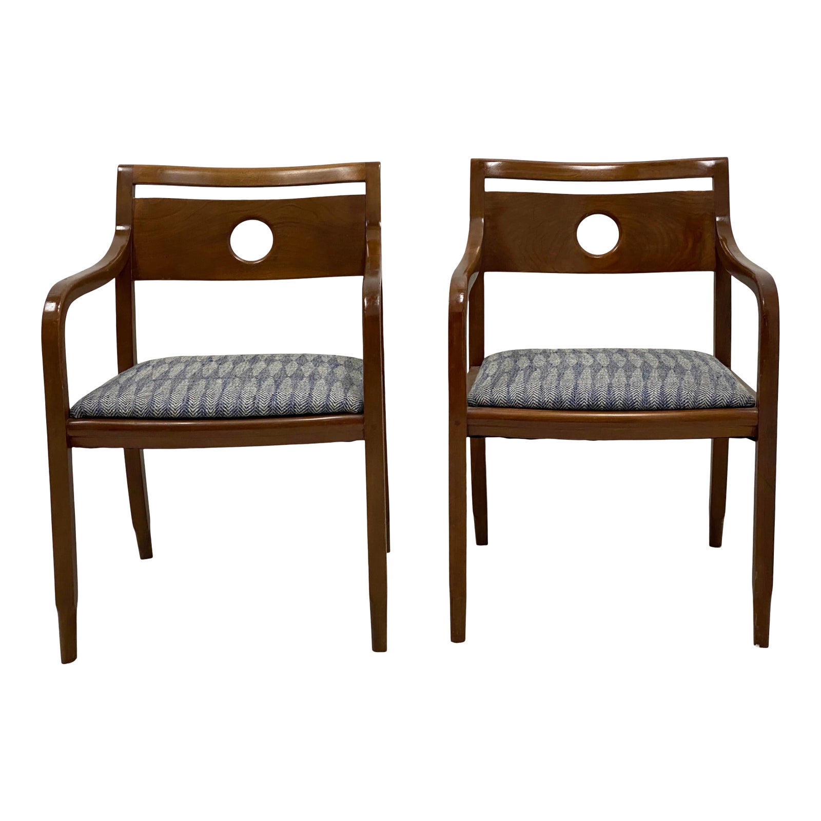 MidCentury Modern Mahogany Ward Bent Wood Arm Chairs, Pair