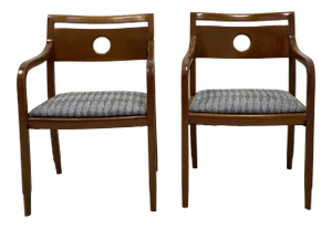 Mid-Century Modern Mahogany Ward Bennett Bent Wood Arm Chairs, Pair
