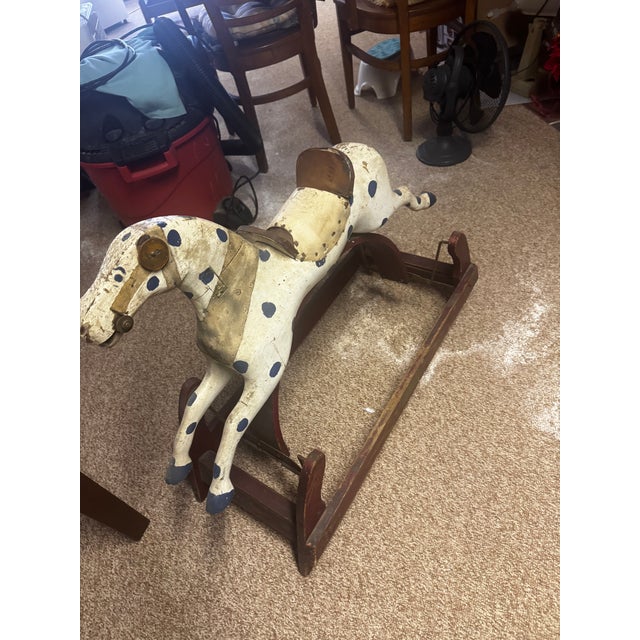 Early 20th Century Wooden Rocking Horse With Original Paint & “Wonder” Maker’s Label For Sale In New York - Image 6 of 7