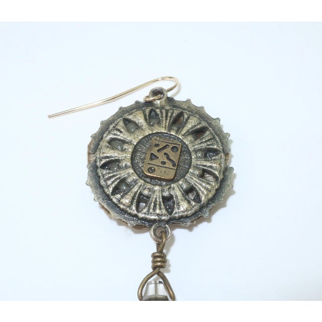 Elements Jill Schwartz Collage Crystal Drop Earrings With Bird Motif For Sale - Image 9 of 10
